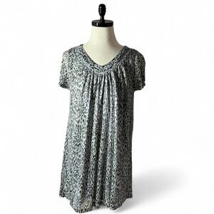 Vintage Lady‎ Noiz 2XL Leopard Print V Neck Short Sleeve Nightgown Dress